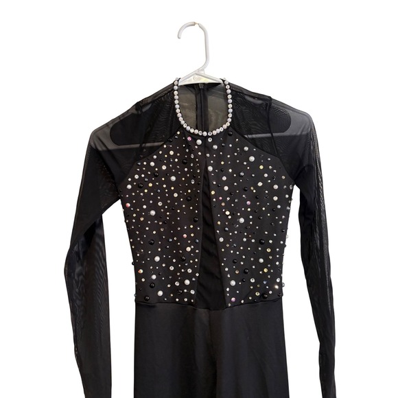 Dance Leotard Performance Wear‎ Black Long Sleeve Gymnastics Unitard Kids M - Picture 2 of 16